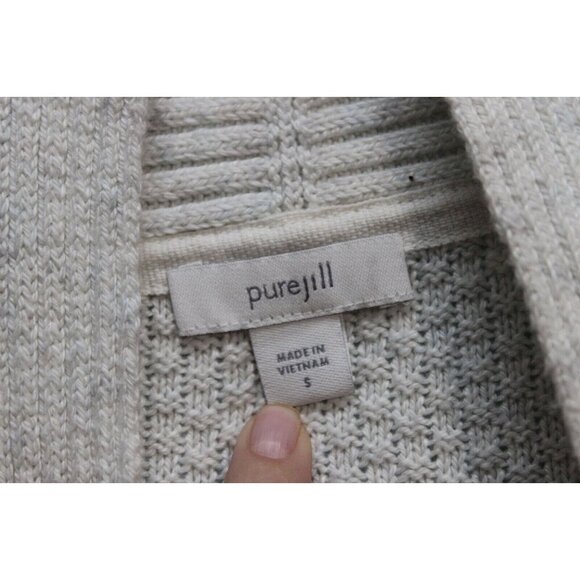 J Jill Purejill Long Cardigan Sweater Small Knit Open Cotton Coastal Lagenlook - Picture 8 of 13